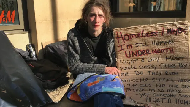 Homeless man in Cambridge