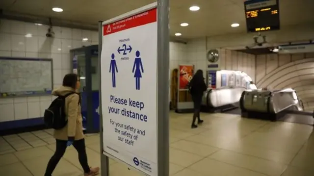 A warning sign at a tube station