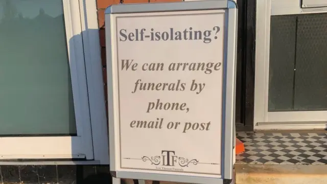 Sign outside funeral home