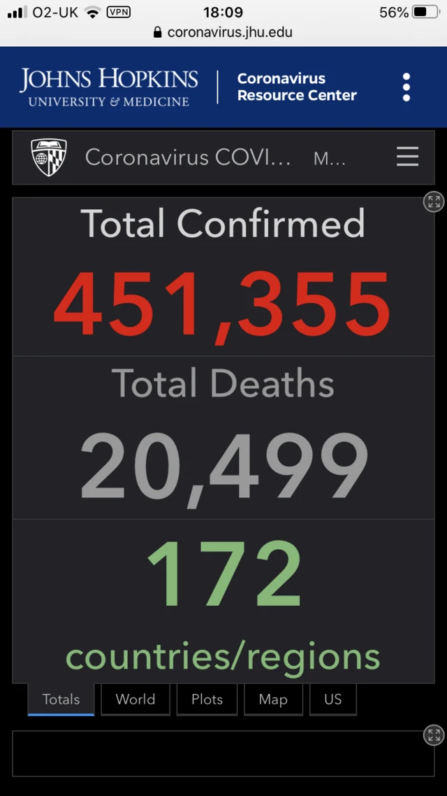 Johns Hopkins coronavirus data