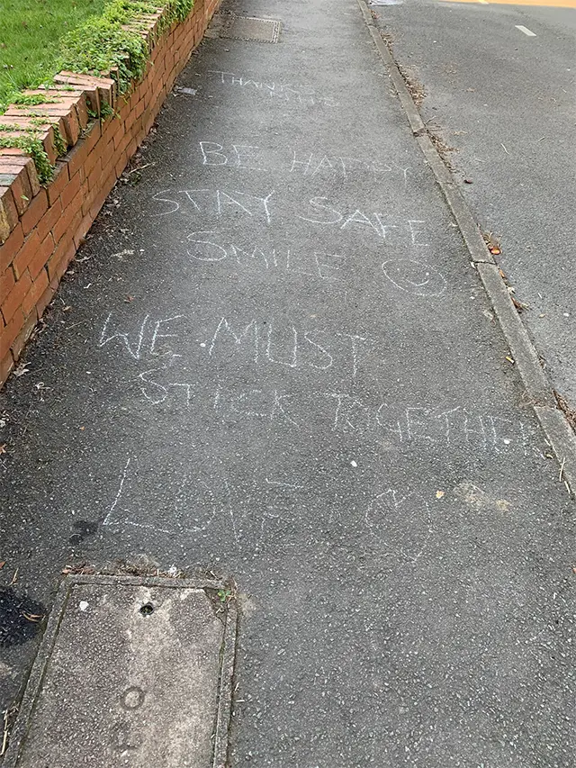 Message to NHS chalked on pavement