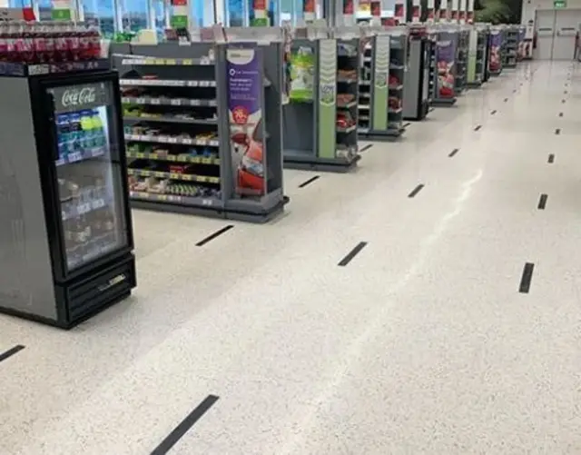 Asda with 2m floor markings