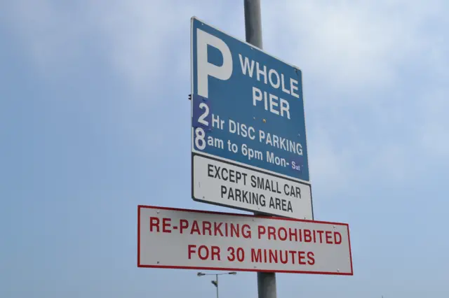 Disc zone parking sign