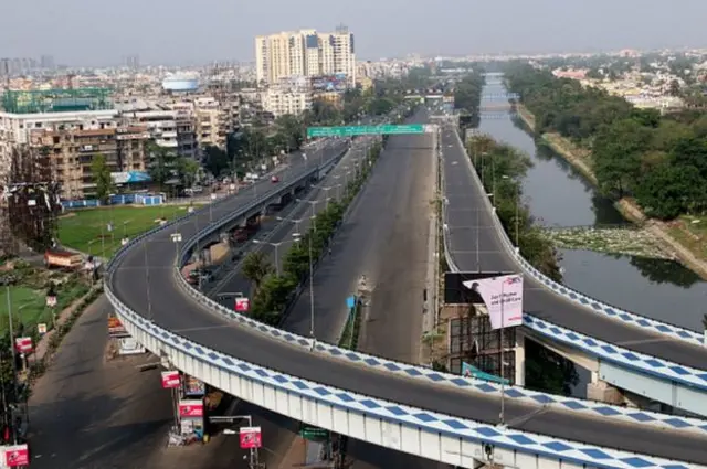 Deserted roads in India