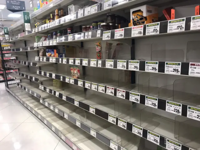 Empty shelves in Tokyo