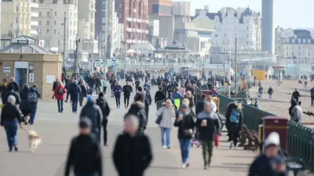 Hove seafront in East Sussex attracted many visitors last Saturday