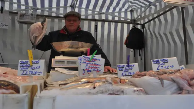 Mike Young's fish stall on Ipswich market