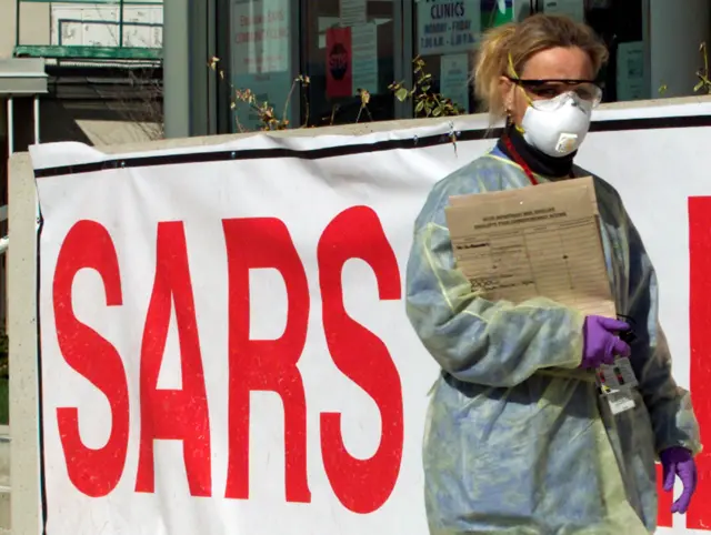 Nurse at a suburban Sars clinic in Toronto, 2003