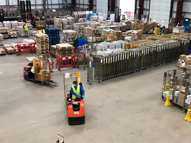 Workers at NHS supply warehouse