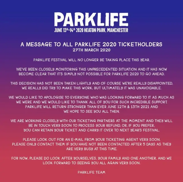 Parklife announcement