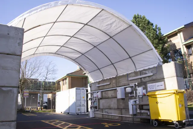 An ambulance sterilisation bay at Morriston Hospital