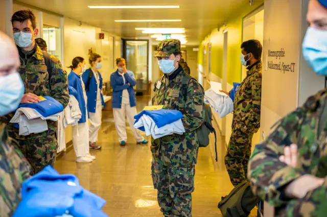 Swiss army hospital battalions being mobilised