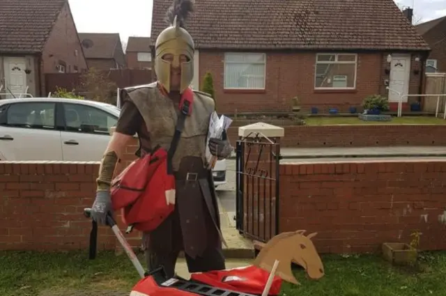 Jon Matson dressed as a Greek soldier