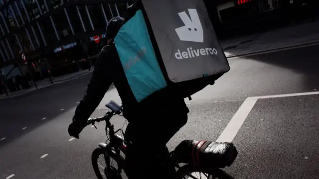 A Deliveroo courier in central London