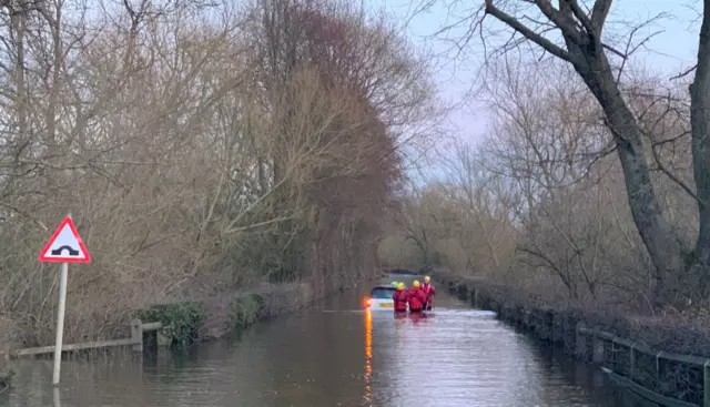 Car stuck in water