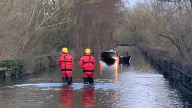 Car in flood water