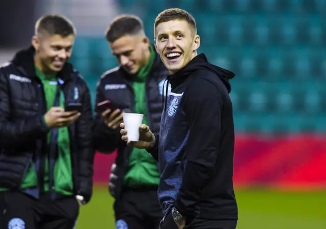 Greg Docherty pre-match at Easter Road, who will play alongside Omeonga in midfield