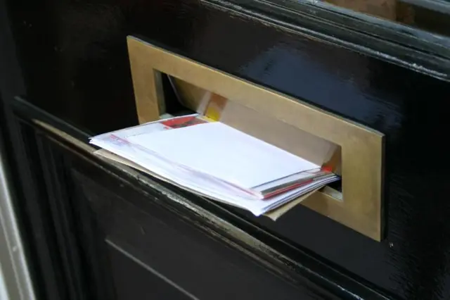 Envelopes and letter box