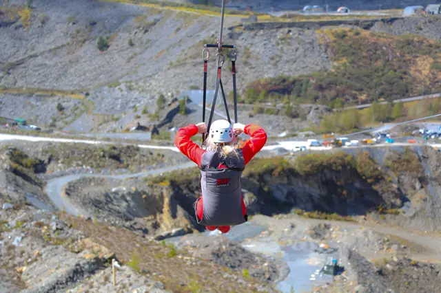 person using zipwire