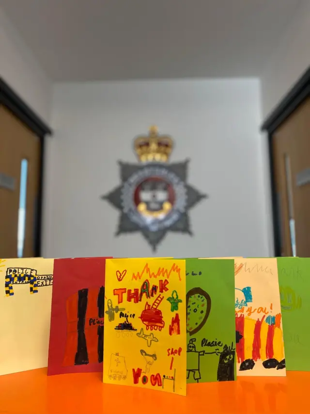 Thank you cards and letter to Derbyshire Police