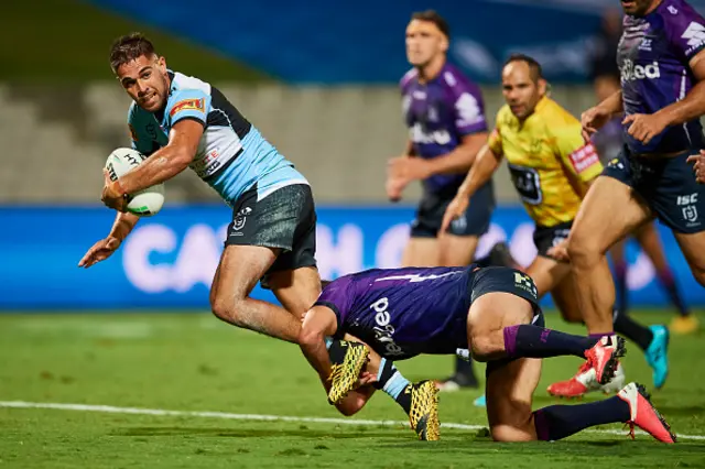 William Kennedy of the Sharks makes a break during an NRL match