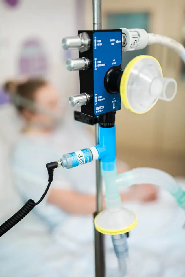 Photo of the newly developed continuous positive airway pressure (CPAP) breathing aid