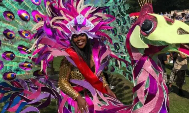 Woman in carnival outfit