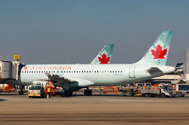 Air Canada Airbus aircraft seen at Los Angeles International Airport