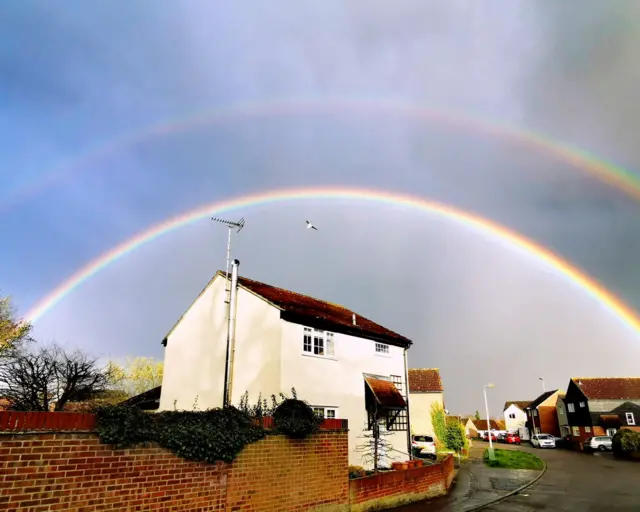 Rainbow above a house in Essex