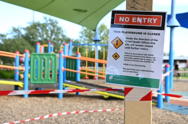 Playgrounds like this in one in Australia are closed around the world as billions remain in lockdown