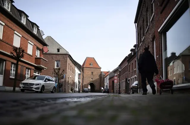 A picture shows an empty street in the western German village of Gangelt, Heinsberg