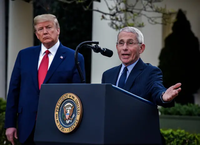 Dr Anthony Fauci speaking at a briefing