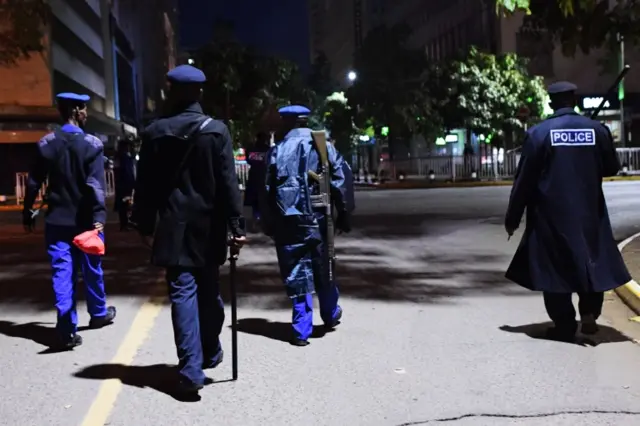 Kenyan curfew police in Nairobi - March 2020