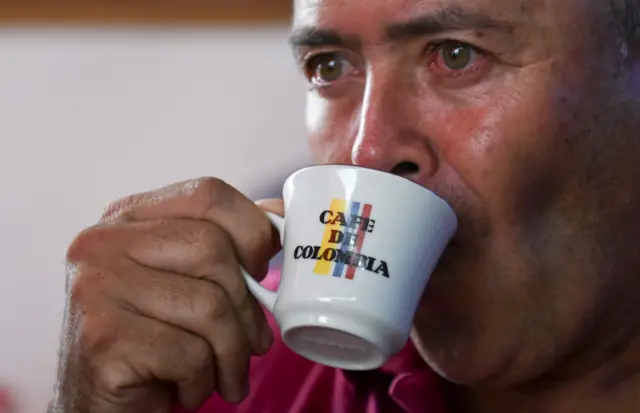 Man drinks Colombian coffee