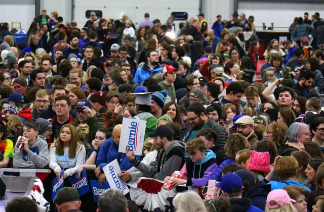 Sanders supporters wait to hear from their candidate on Super Tuesday