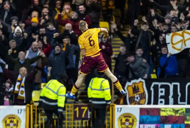 Motherwell's Allan Campbell celebrates