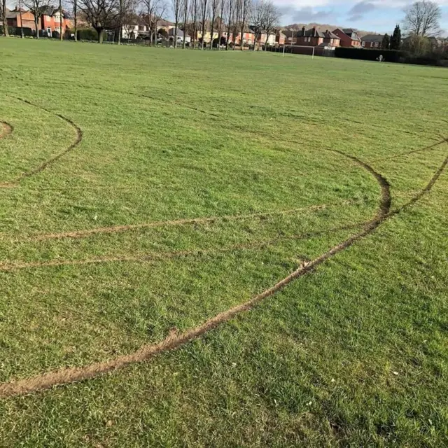 Damage to a football pitch