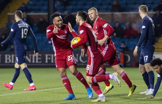 Connor McLennan celebrates equalising for Aberdeen