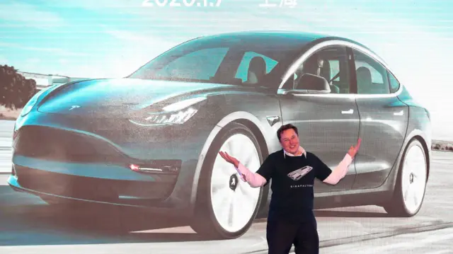 Tesla's Elon Musk during the Tesla China-made Model 3 Delivery Ceremony in Shanghai