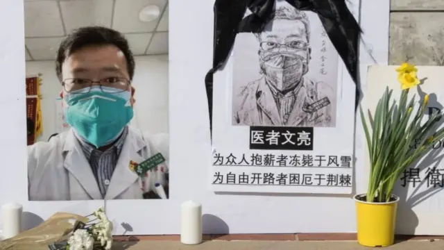 A memorial to whistleblower Dr Li Wenliang