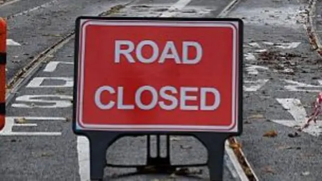 Road closed sign