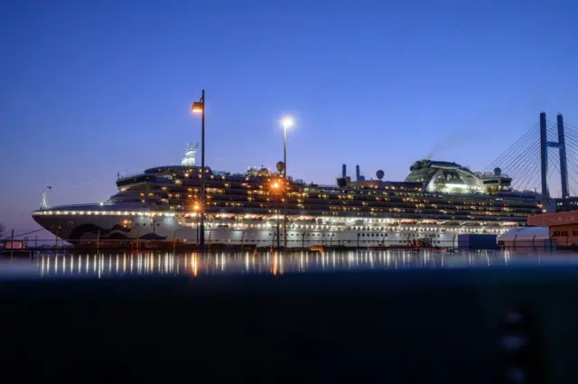 A general view shows the quarantined Diamond Princess cruise ship