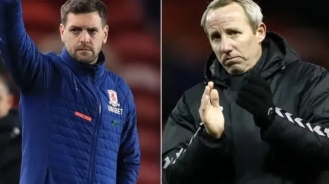 Middlesbrough manager Jonathan Woodgate (left) and Charlton boss Lee Bowyer