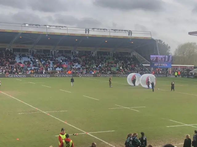 Zorbs on the pitch