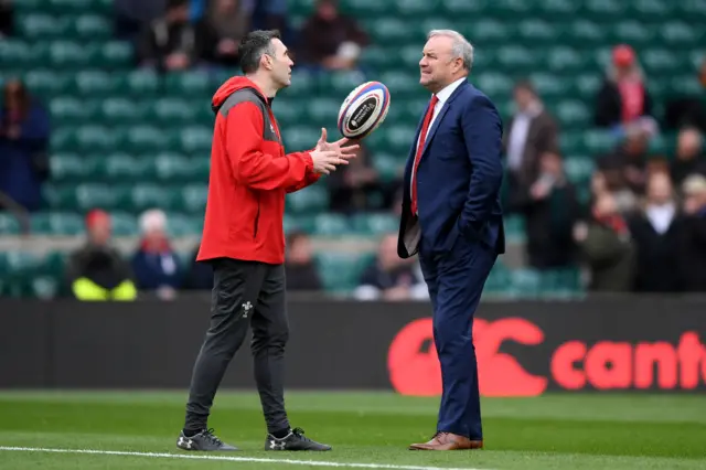 Wayne Pivac with Stephen Jones