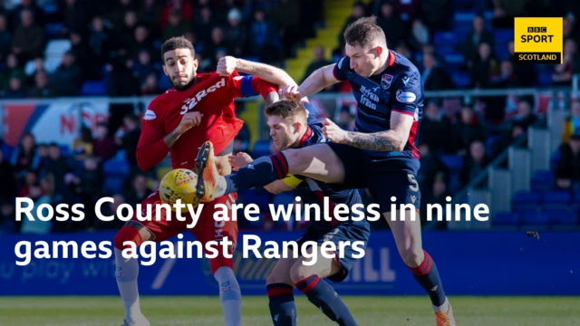 Rangers' Connor Goldson is pictured in action with Ross County's Callum Morris