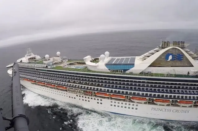 The Grand Princess cruise ship off the coast of San Francisco, California