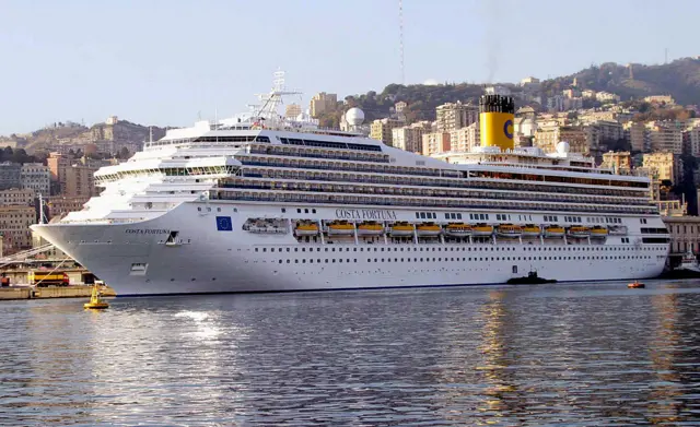 The Costa Fortuna is moored at Genoa's harbour 22 November 2003.