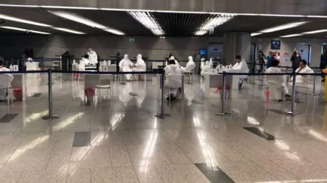 Quarantine zone at Moscow's Vnukovo airport, Russia