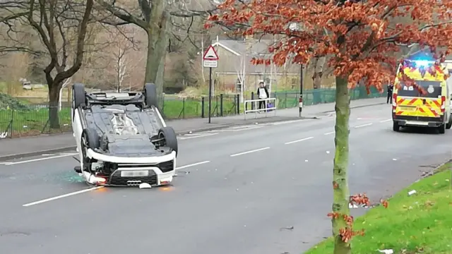 A car on its roof